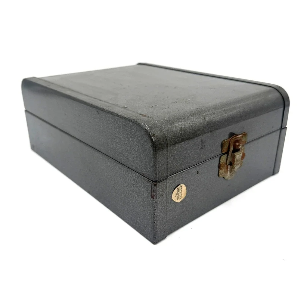 Industrial Metal File Storage Box 10x8x4 Gray‎ Vintage Organizer
